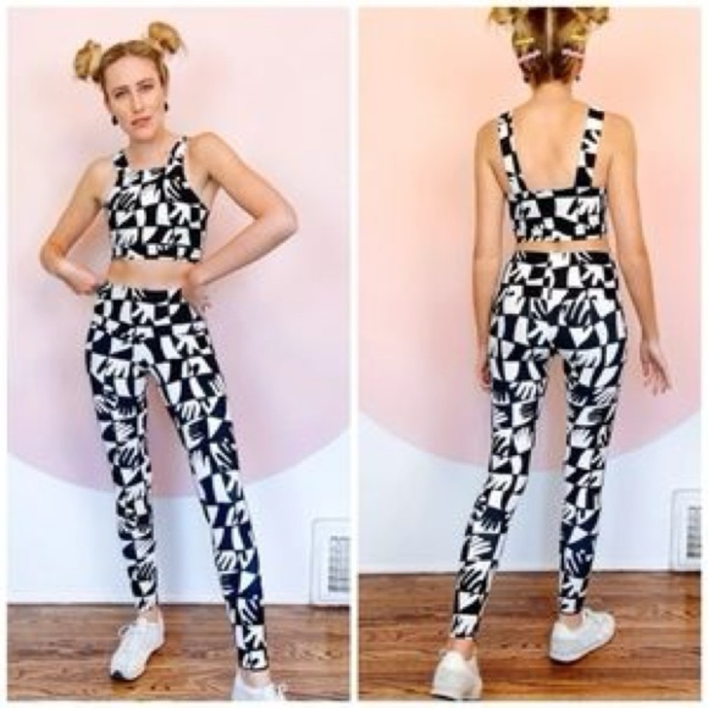 Anthro Ani Figures Printed Sports Bra And Leggings Set
